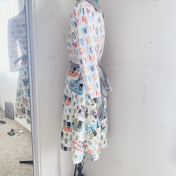 HANDMADE ABC DIFFERENT PATTERN COLORFUL RAINBOW WRAP DRESS SIZE M/L. - Picture 9 of 16